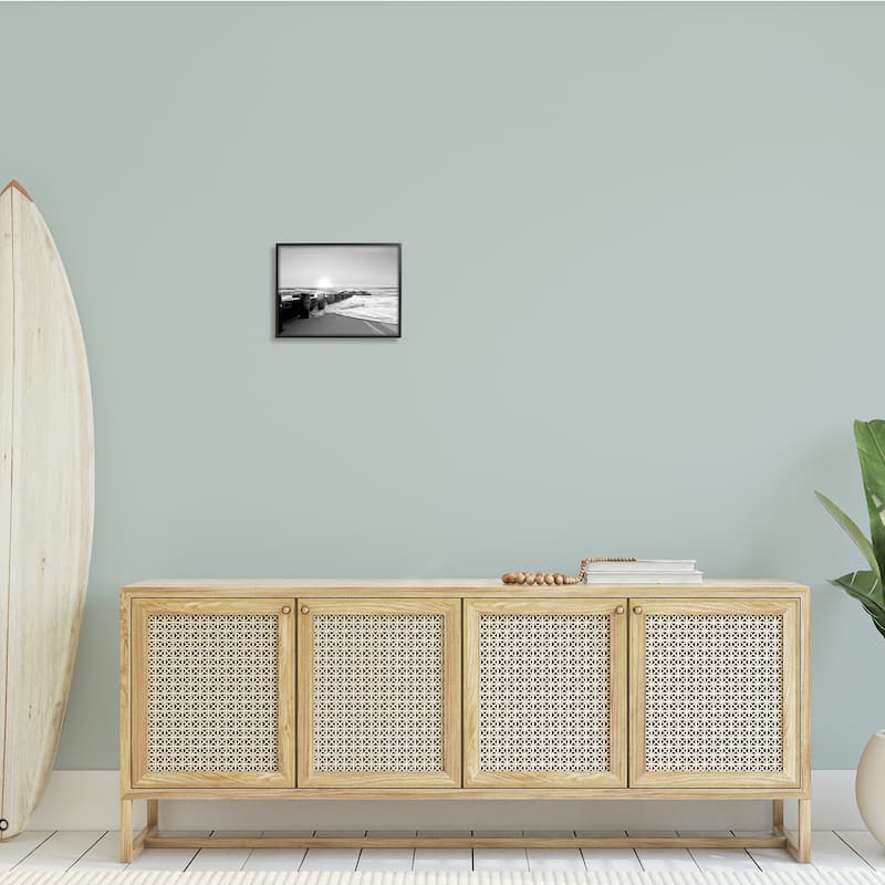 Stupell Beach Tide Sea Foam Landscape Black White Photography Framed Wall Art