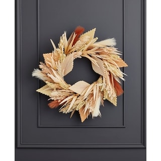 24 inch Pampas and Palm Wreath