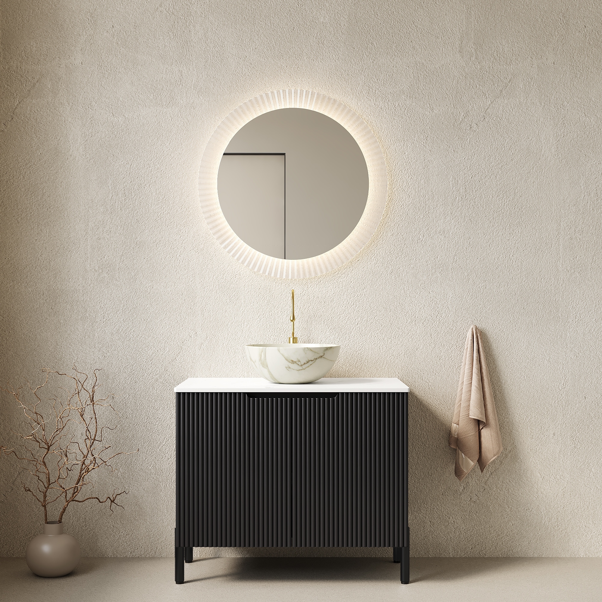 30" Freestanding Bathroom Vanity with Vessel Round Basin