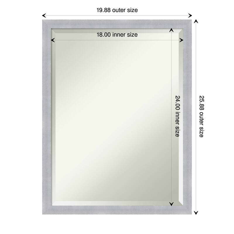 Beveled Wall Mirror - Grace Brushed Gold Narrow Frame - 20 x 26-inch - Grace Brushed Nickel