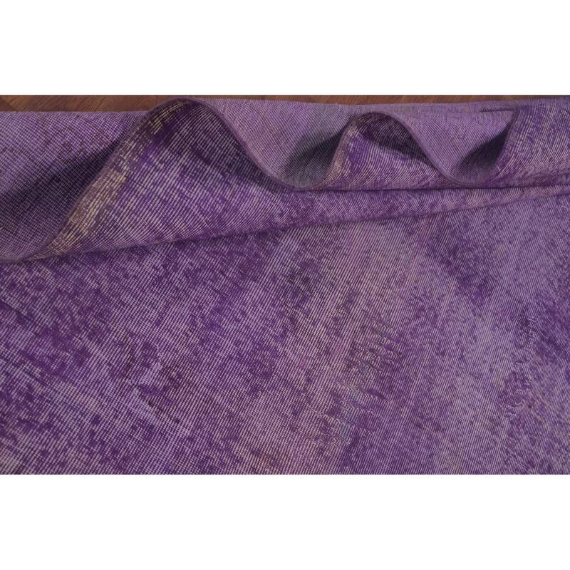 Over-Dyed Purple Anatolian Turkish Vintage Rug Handmade Wool Carpet - 6'10" x 10'0"