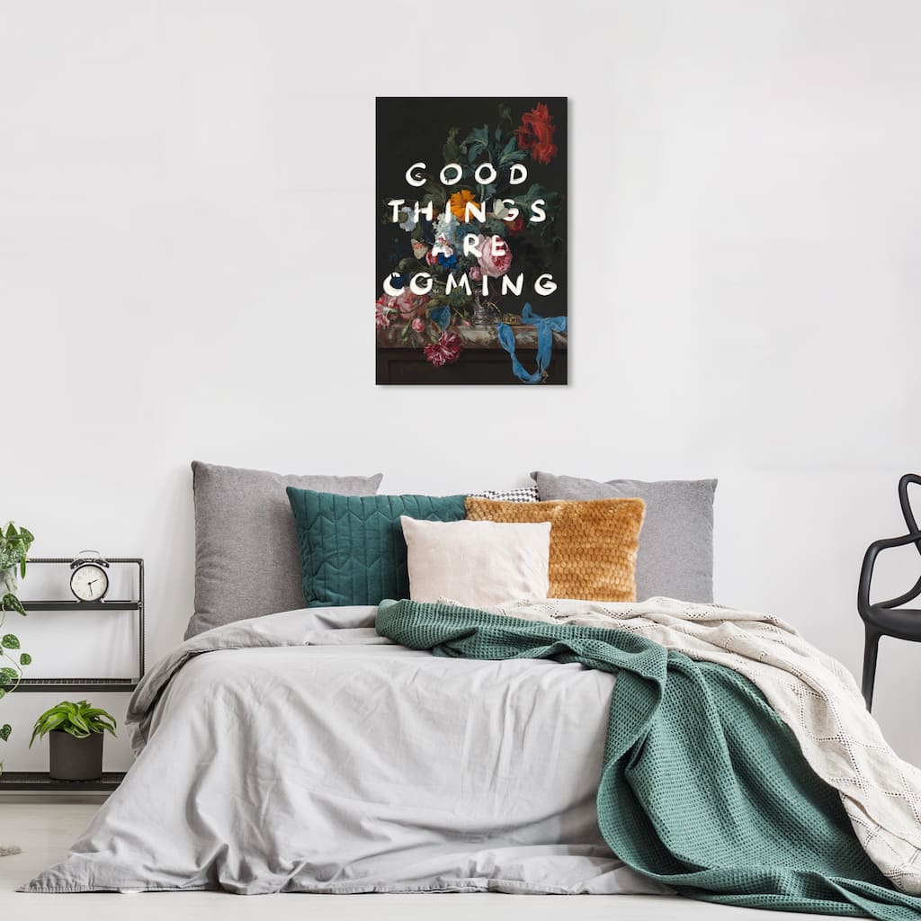 Wynwood Studio Canvas Fashion and Glam Good Things White and Dark Green Modern & Contemporary Wall Art Canvas Print