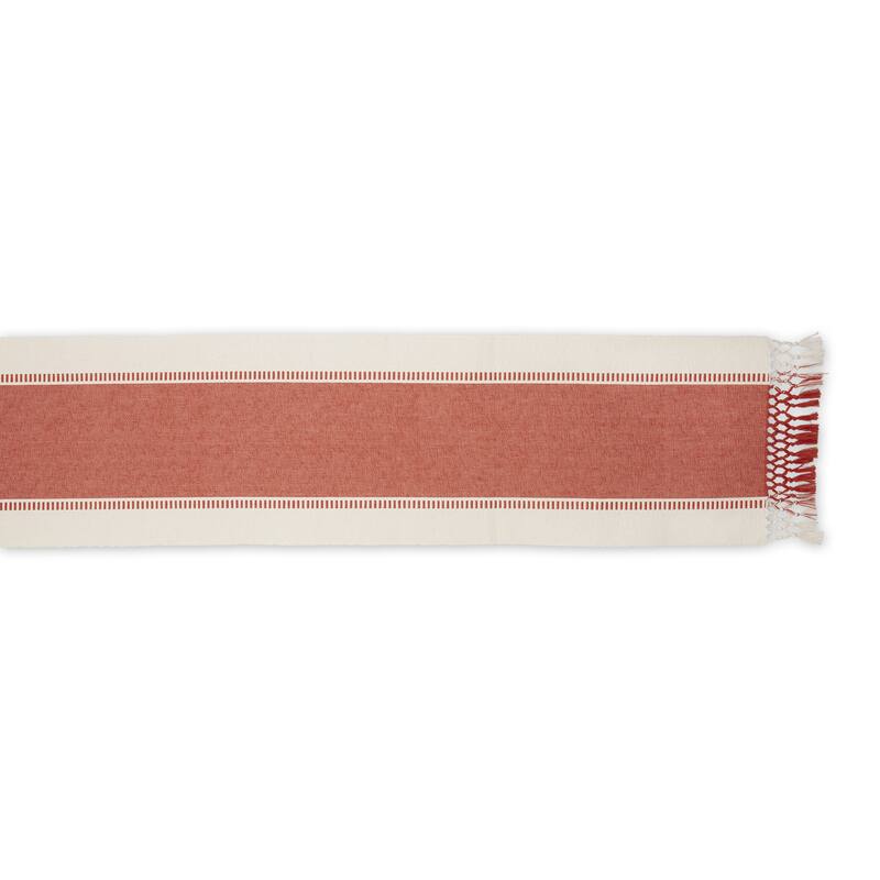 DII Dobby Striped Fringe Ribbed Table Runner