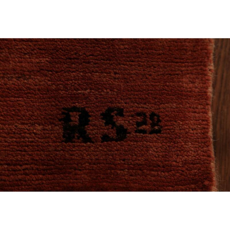 Striped Orange Gabbeh Modern Rug Handmade Wool Carpet - 4'9" x 6'6"