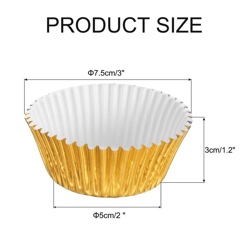 100Pcs Cupcake Muffins Liners Cupcake Holders - Gold