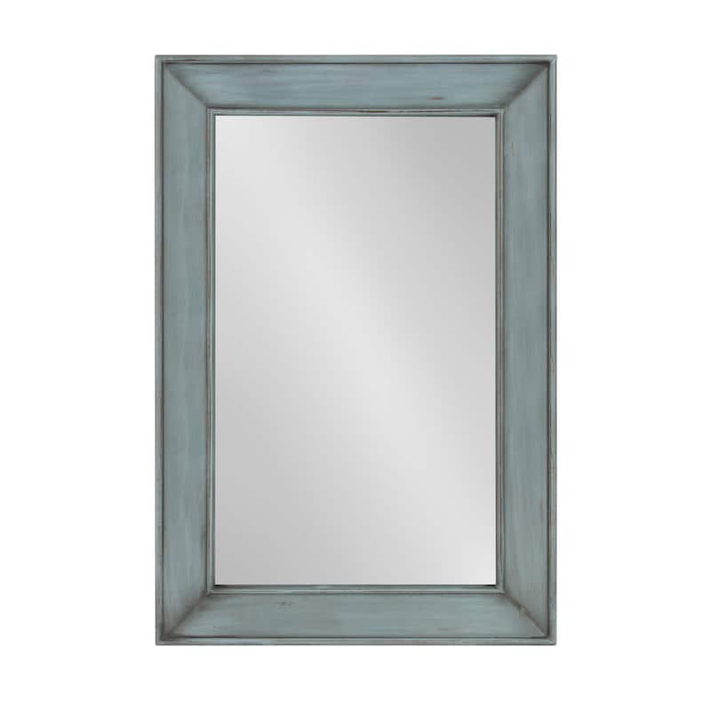 Yuda Wooden Rectangle Framed Wall Mirror, 23.5 x 35, Blue - 23.5x35