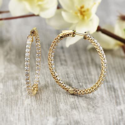 Auriya 14k Gold 3 3/4ctw Medium Diamond Hoop Earrings - 1.41-inch (H-I, SI1-SI2)