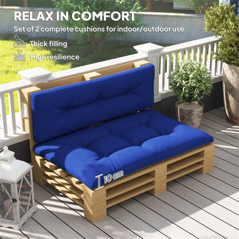 Two Piece Outdoor Indoor Bench Cushion Set Seat and Back 47 Inch Polyester Tufted Cushions - 47.2" L x 30.3" W x 3.9" H