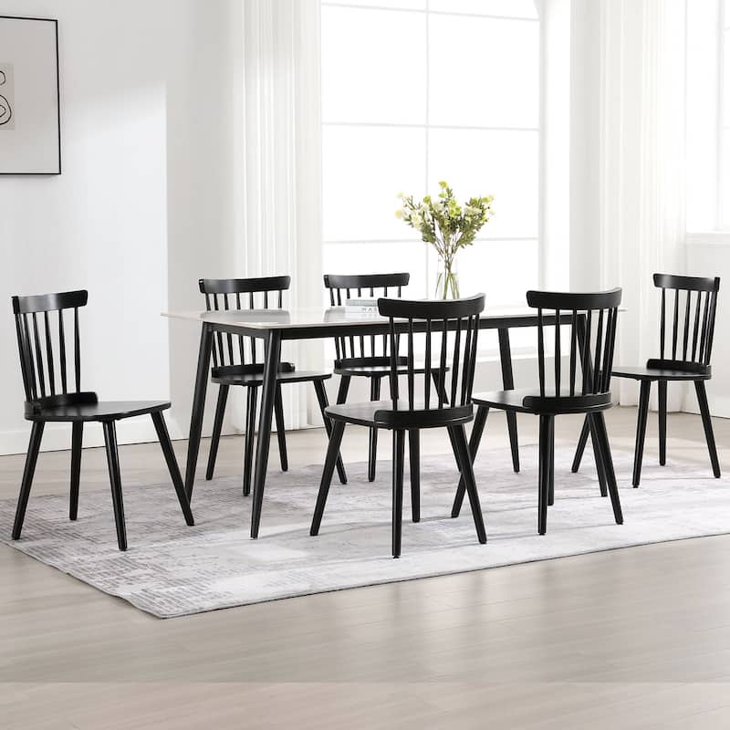 Solid Wood Spindle Back Windsor Dining Chairs Set of 2 - 33.3"H x 17.72"W x 19.7"D