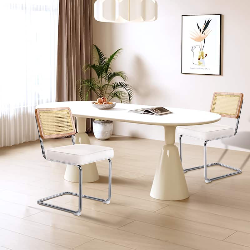 Kata Velvet Rattan Dining Chairs(Set of 2)