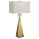 preview thumbnail 1 of 5, Uttermost Arete Modern Brass Table Lamp - 32"H,   Shade 10"H x 16"W x 10"D (in)