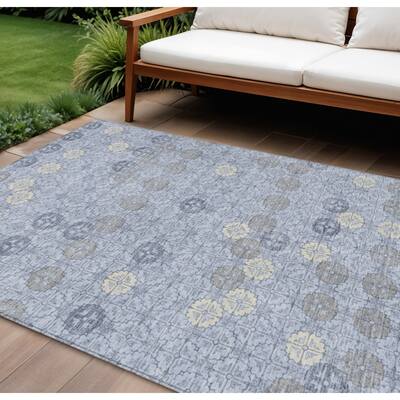 HomeRoots Geometric Transitional Rectangle Outdoor Rug