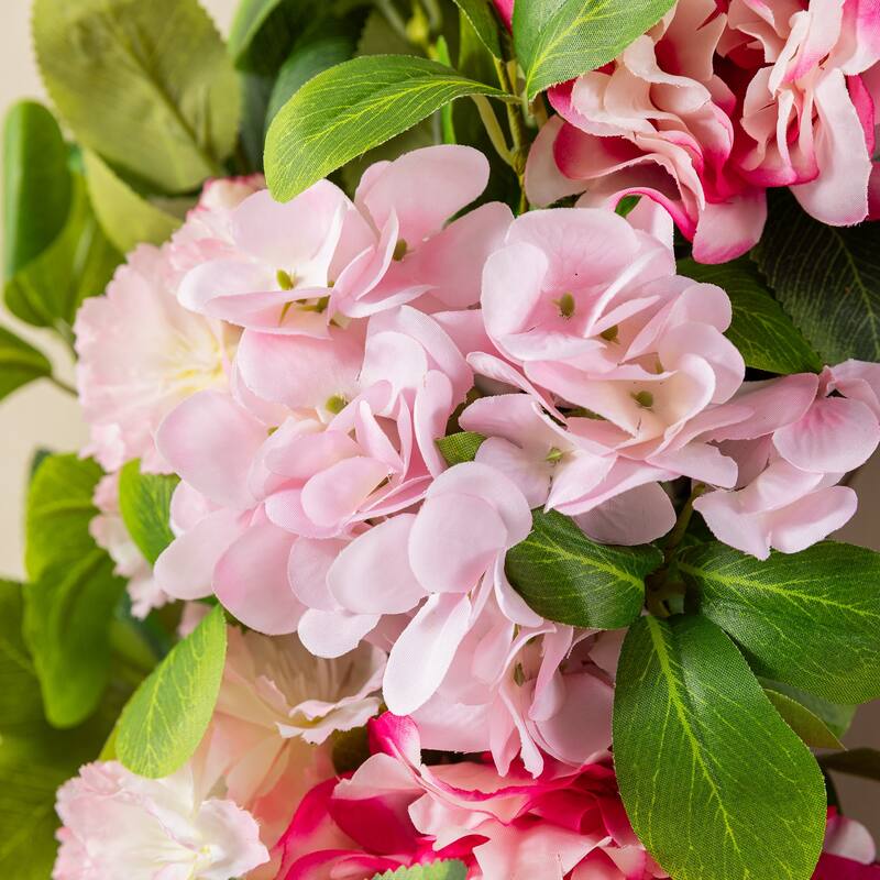 Glitzhome Pink Hydrangea, Peony & Cherry Wreath Garland