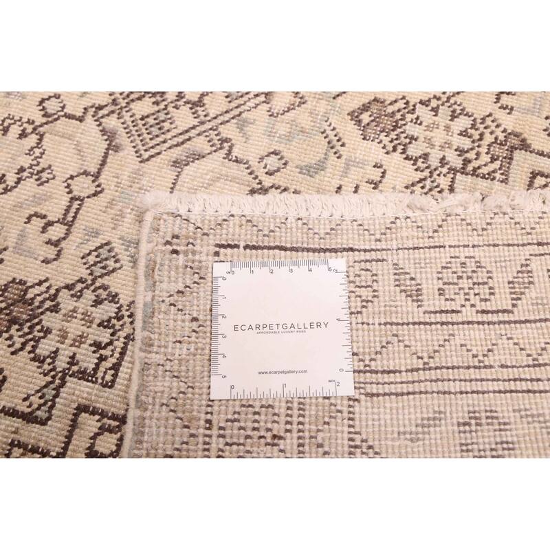 ECARPETGALLERY Hand-knotted Antalya Vintage Cream Wool Rug - 6'8 x 9'6