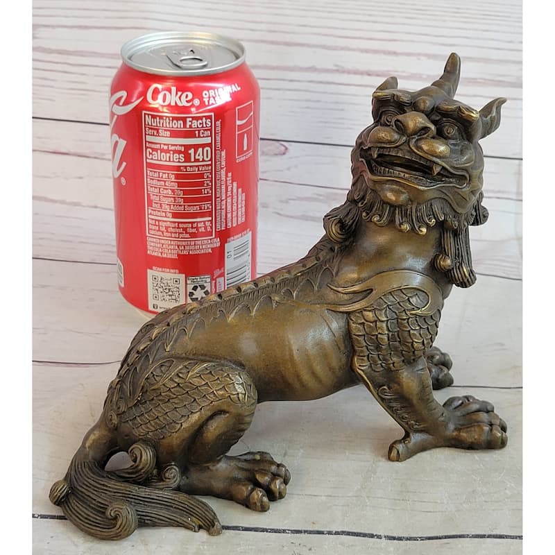 Folk Chinese Bronze Evil Talisman Guardian Door Lion Fu Foo Dog Statue Sale Gift