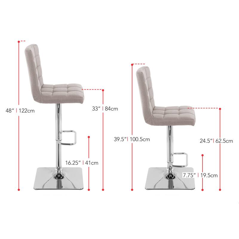 Set of 2 Gas Lift Upholstered Adjustable Barstool