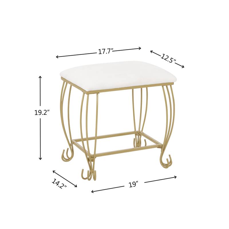 2-Piece Vanity Set with Mirror, 2 Drawers Makeup Dressing Desk with Cushioned Stool, Modern Makeup Vanity Table with Mirror