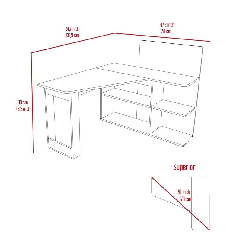 Writing Computer Desk,Five Open Shelves,Computer Table for Living Room Bedroom