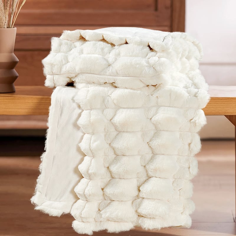 Home Soft Things Super Soft Fluffy Textured FauxFur Throw Blanket