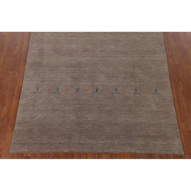 Tribal Gabbeh Living Room Area Rug Handmade Wool Carpet - 6'9"x 9'9"