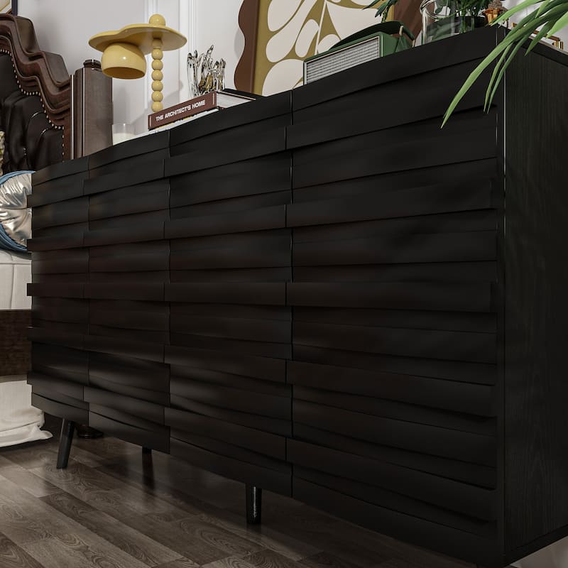 Elegant Black Buffet Cabinet Spacious Storage Organizer Dresser