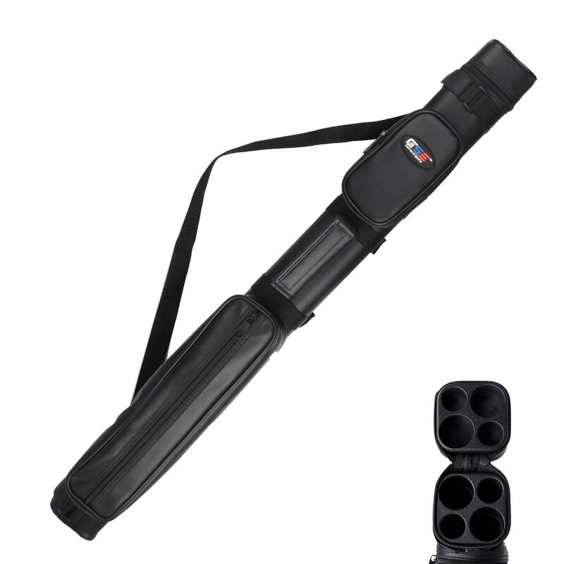 GSE™ 2x2 Square Hard Billiard Pool Cue Stick Carrying Case, Billiard Cue Case Holds 2 Butts/2 Shafts (5 Colors) - Black
