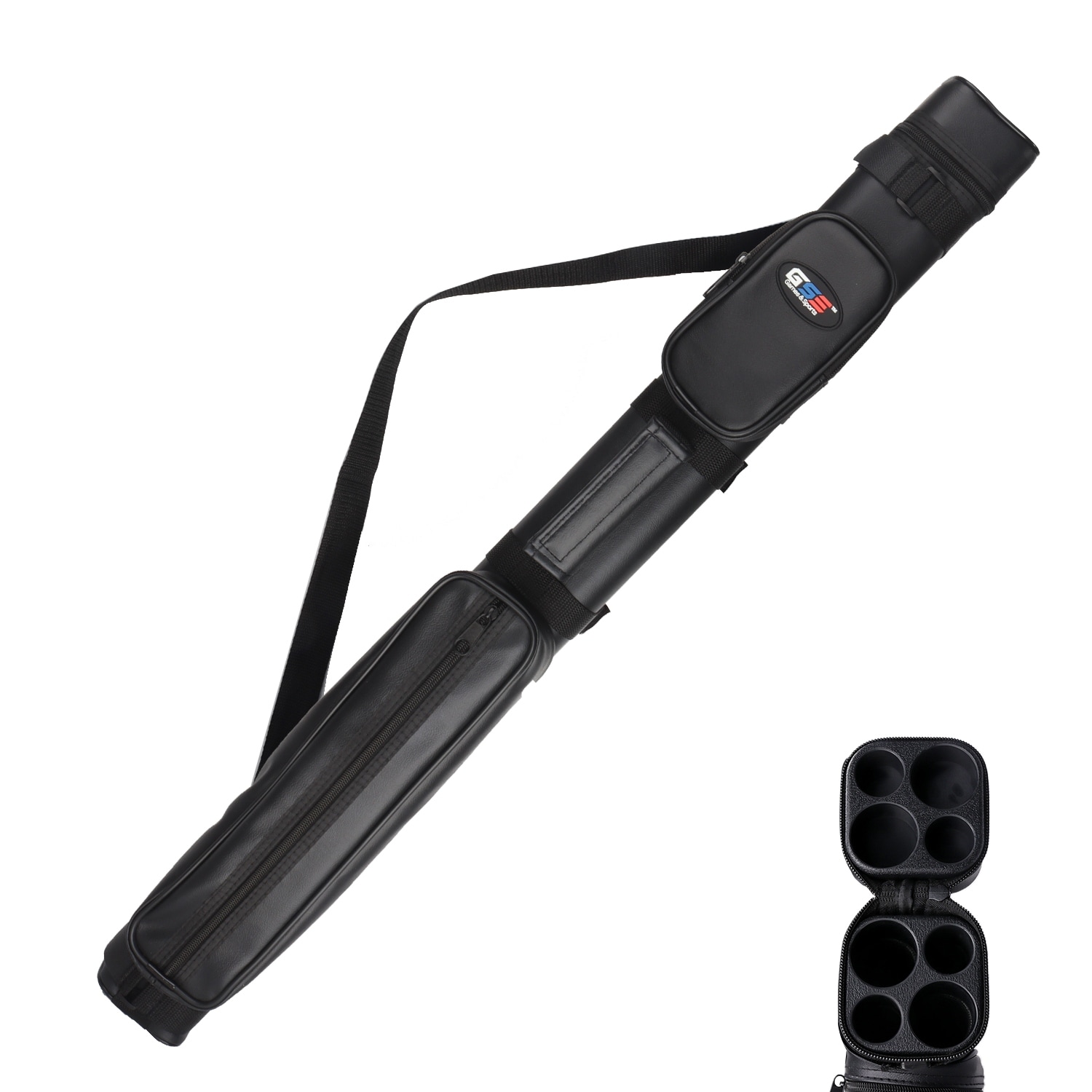 GSE™ 2x2 Square Hard Billiard Pool Cue Stick Carrying Case, Billiard Cue Case Holds 2 Butts/2 Shafts (5 Colors)