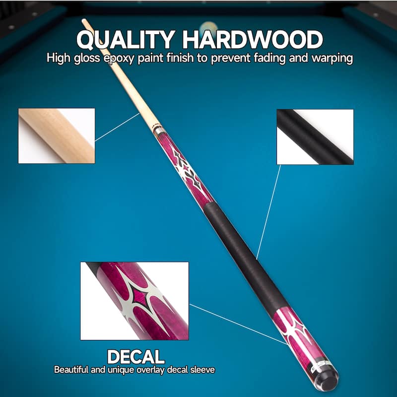 GSE™ Set of 6 Canadian Maple Hardwood Billiard Pool Cue Sticks. 58" 2-Piece Pool Cue Set for House or Commercial Use
