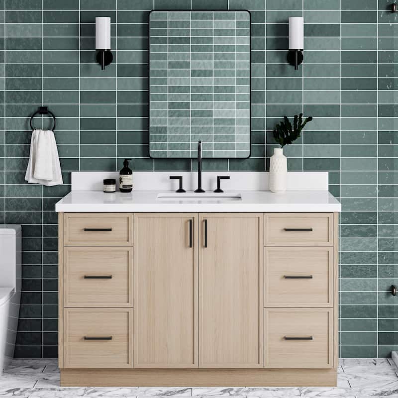 Ariel K55WQRVO Kelly 55" Free Standing Single Basin Vanity Set with - White Oak