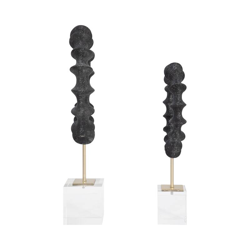 Sagebrook Home 15/18" Black Operose Statuary, Decorative Objects, Set of 2 - 11" x 4" x 18"