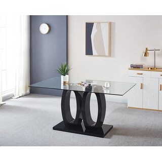 Tempered Glass Top Double Pedestal Dining Table - Bed Bath & Beyond ...