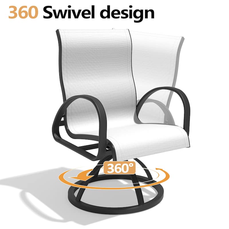 VredHom Outdoor Patio Aluminum Swivel Dining Chairs with Sunbrella Fabric
