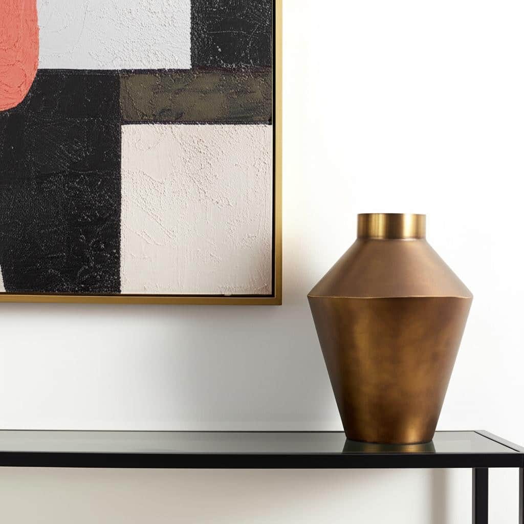 13" Antiqued Bronze Metal Table Vase - 9.50