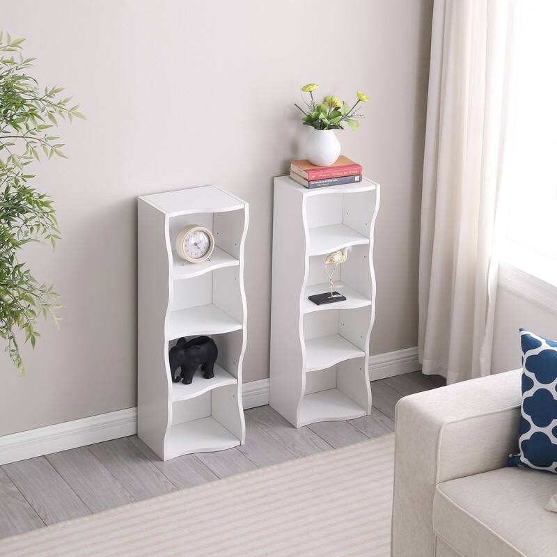 Wavy Border 8-Tier Adjustle Shelf - Modular Ultra-Thin Bookcase for Home Office & Display