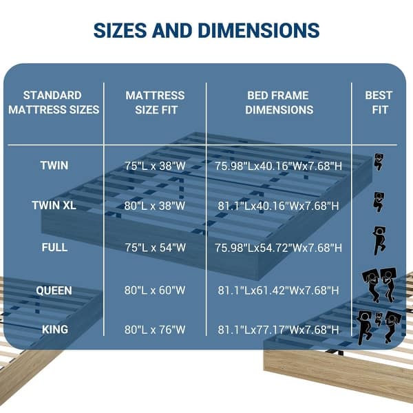 Solid Wood Platform Bed Frame with Sturdy Wooden Slats,Bed Frame Without Headboard,Floor-Standing Bed Frame for Bedroom