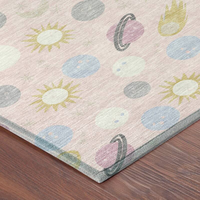 Machine Washable Indoor/ Outdoor Planets Comets Chantille Rug