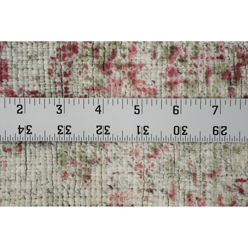Hand Knotted Oriental Viscose Silk Carpet Modern All-Over Green Abstract Area Rug - 4' 0'' X 2' 0''