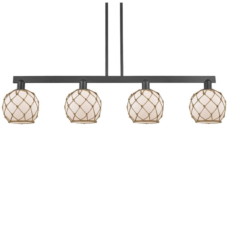 Innovations Lighting 716-4I-11-51 Farmhouse Rope Linear Farmhouse Rope - Matte Black / White Glass with Brown Rope
