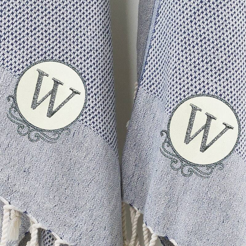 Authentic Hotel and Spa 100% Turkish Cotton Personalized Fun in Paradise Pestemal Hand/Guest Towels (Set of 2), Navy