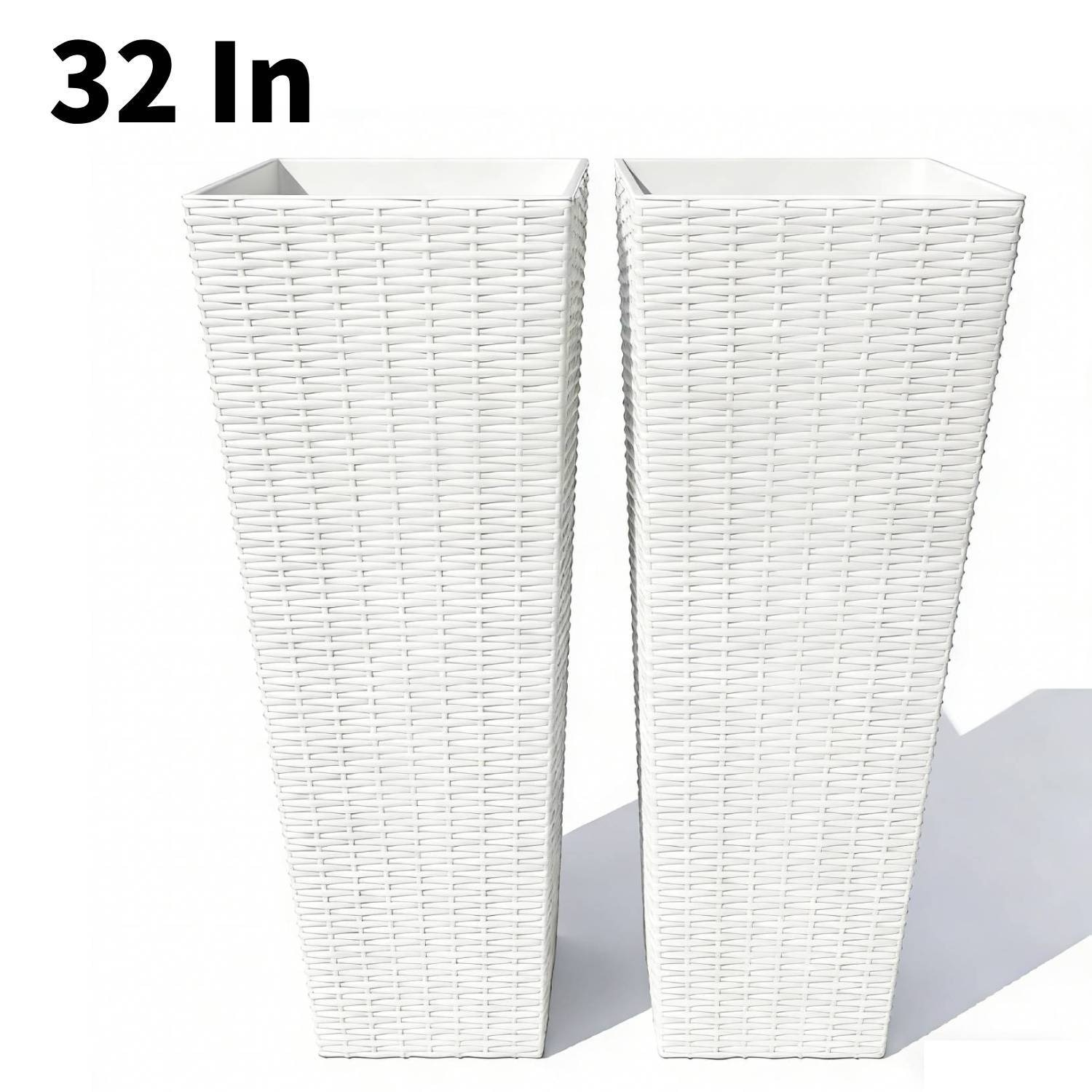 32 Inch Set of 2 Decorative Planters, Flower Pots for Patio, Backyard, Home