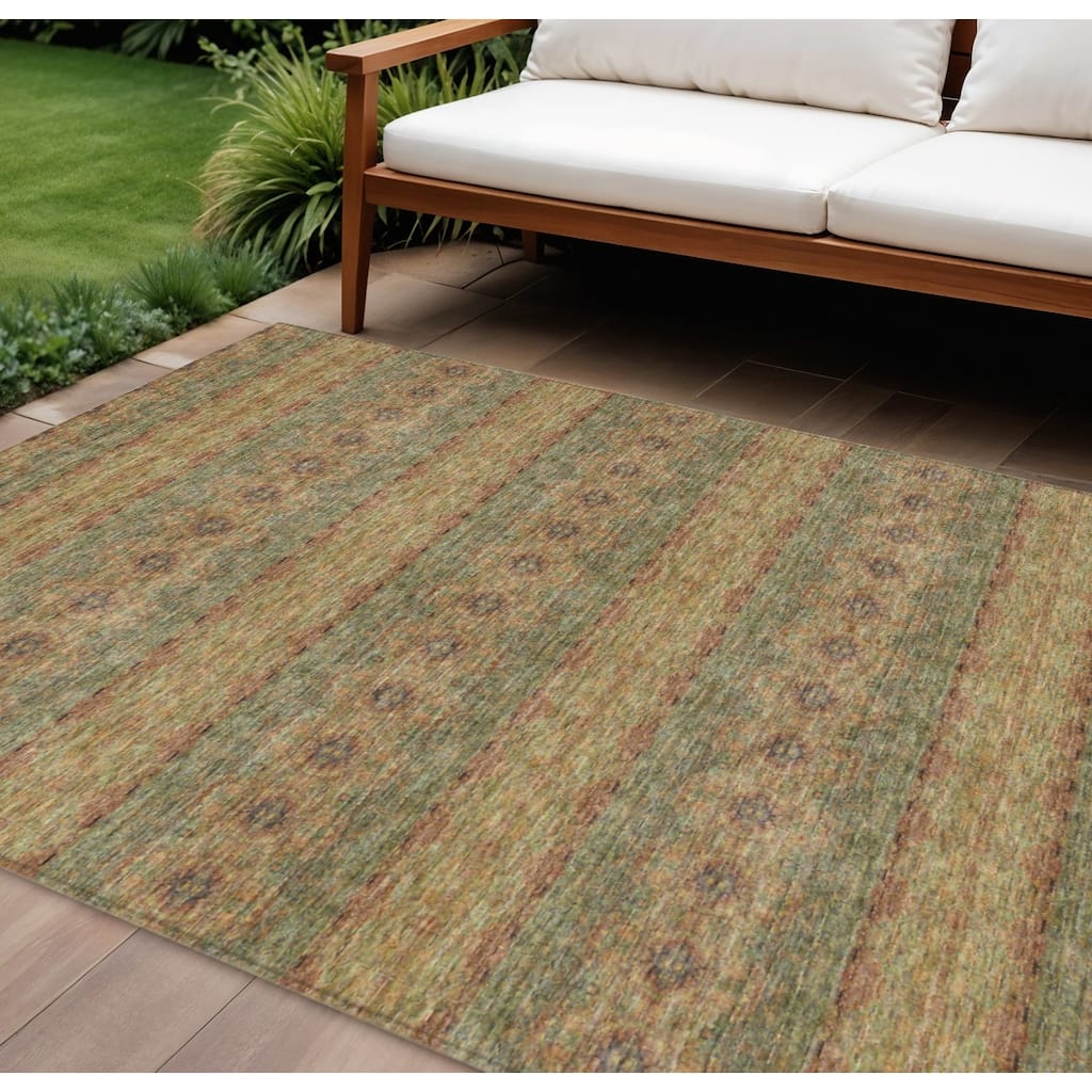 HomeRoots Floral Medallion Transitional Rectangle Outdoor Rug