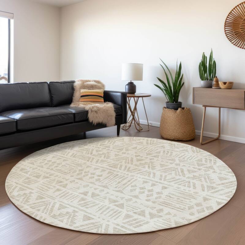 Premium Washable Super Soft Boho Modern Global Mayfield Rug - Ivory - 8' x 8'