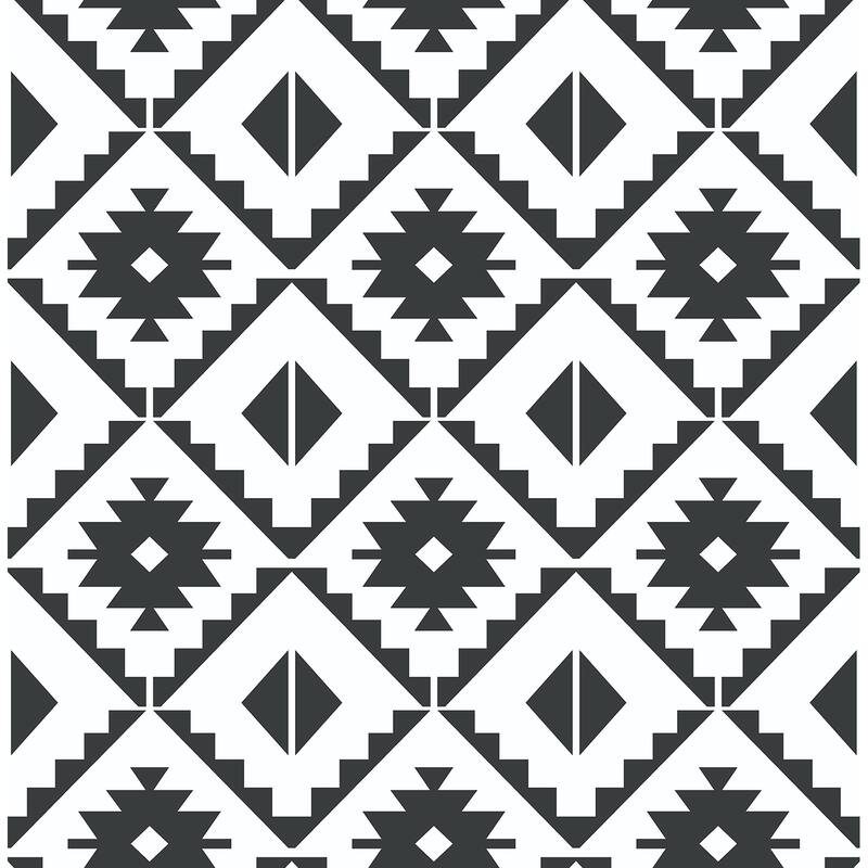 NextWall Southwest Tile Peel and Stick Wallpaper - 20.5 in. W x 18 ft. L - Black