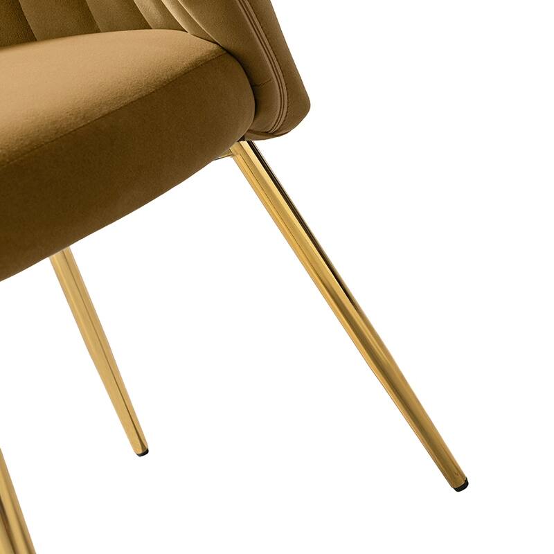 Aruna 20" Modern Velvet Tufted Back Accent Chair with Metal Legs by HULALA HOME