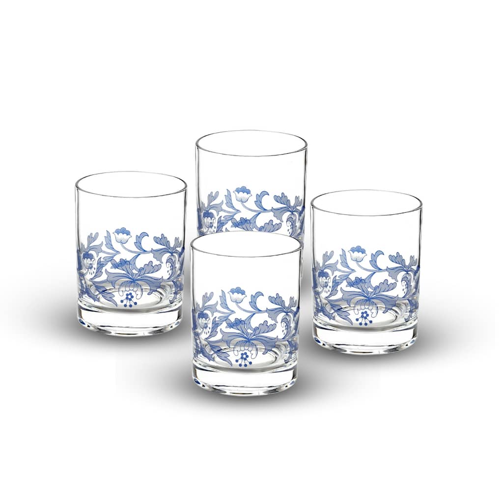 Spode Blue Italian Set of 4 Double Old Fashioned Glasses - 14 oz