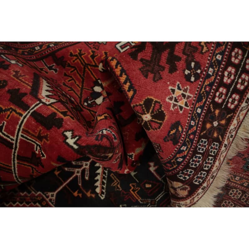 Hand Knotted Oriental 100% Wool Carpet Traditional Medallion Greys & Charcoal Shiraz Area Rug - 9' 11'' X 6' 8''