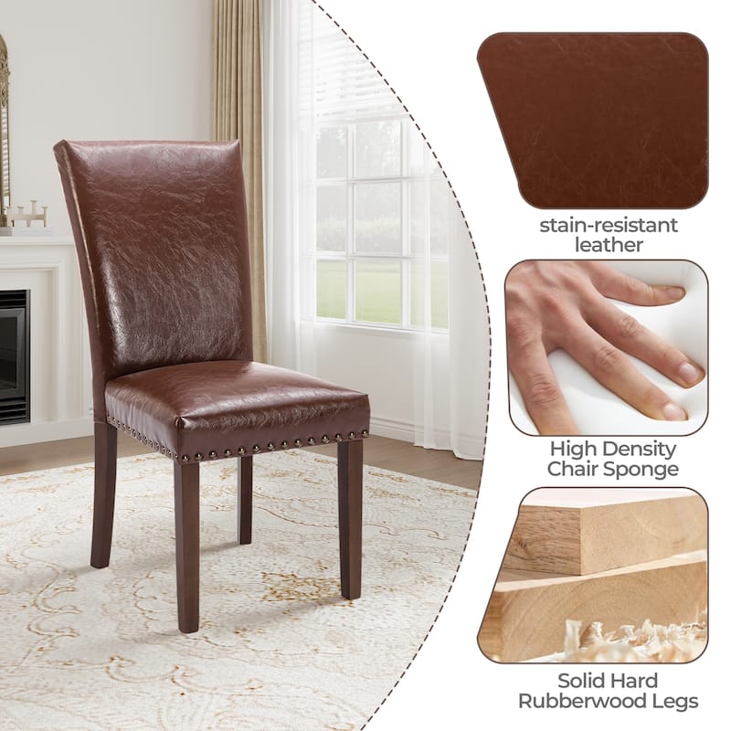 RENEWLINE Dining Chairs, Fabric with Nailhead Trim and Wood Legs
