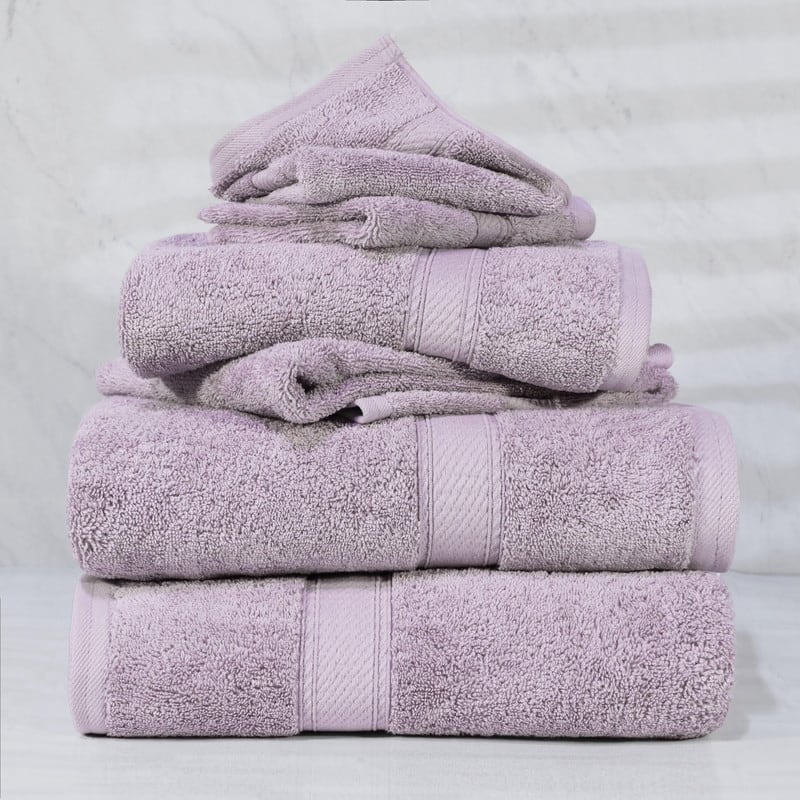 Superior Egyptian Cotton Pile Heavyweight 6-Piece Towel Set - 6-Piece Set - Purple