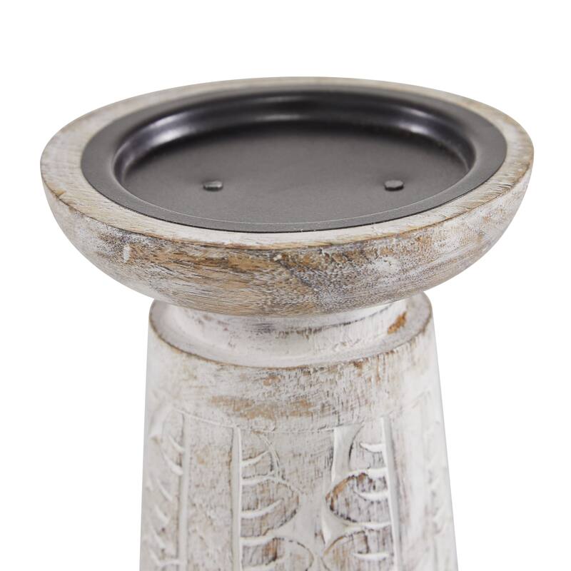 Brown Wood Natural Candle Holder (Set of 3) - S/3 6", 8", 9"H