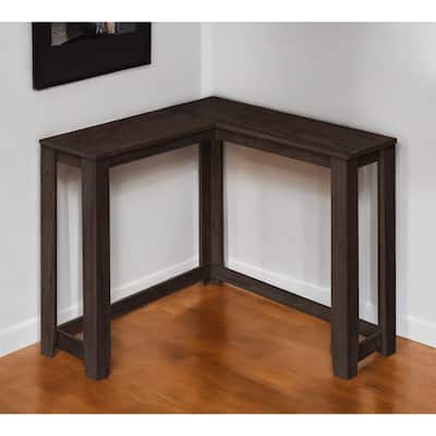 HomeRoots 36" Espresso Solid Wood Distressed Corner Console Table - 35.5' X '32' X '35.5